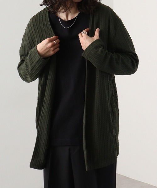 EVOLUTION(エボリューション)の「Draped knit cardigan / ドレープ ニットソー カーディガン unisex(カーディガン/ボレロ・メンズ・オフホワイト/カーキ/ブラック・XL/M/L)」の3枚目の写真