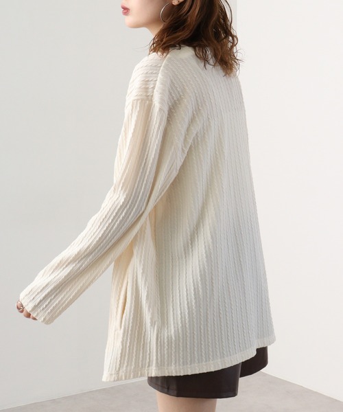 EVOLUTION(エボリューション)の「Draped knit cardigan / ドレープ ニットソー カーディガン unisex(カーディガン/ボレロ・メンズ・オフホワイト/カーキ/ブラック・XL/M/L)」の6枚目の写真