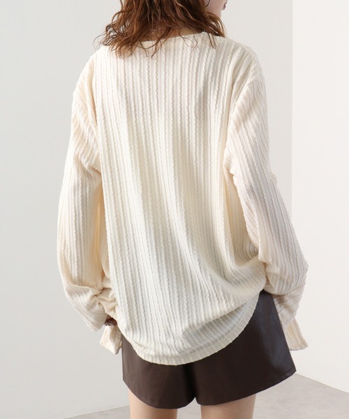 EVOLUTION(エボリューション)の「Draped knit cardigan / ドレープ ニットソー カーディガン unisex(カーディガン/ボレロ・メンズ・オフホワイト/カーキ/ブラック・XL/M/L)」の7枚目の写真