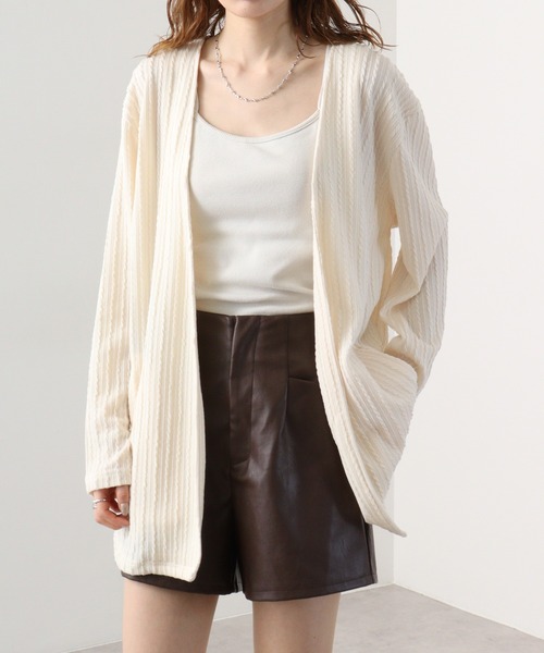 EVOLUTION(エボリューション)の「Draped knit cardigan / ドレープ ニットソー カーディガン unisex(カーディガン/ボレロ・メンズ・オフホワイト/カーキ/ブラック・XL/M/L)」の4枚目の写真