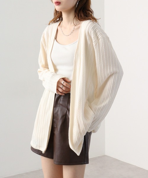 EVOLUTION(エボリューション)の「Draped knit cardigan / ドレープ ニットソー カーディガン unisex(カーディガン/ボレロ・メンズ・オフホワイト/カーキ/ブラック・XL/M/L)」の5枚目の写真