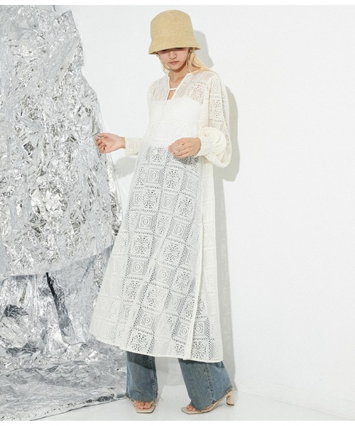 Settimissimo（セッティミッシモ）の「総レース キーネック ボリュームスリーブ ワンピース（ワンピース・レディース・ブラック/アイボリー・FREE）」の5枚目の写真