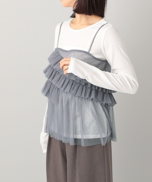 A part by(アパートバイ)の「チュールフリルキャミ2Pセット(Tシャツ/カットソー・レディース・アイボリー/ライトグレー・FREE)」の7枚目の写真