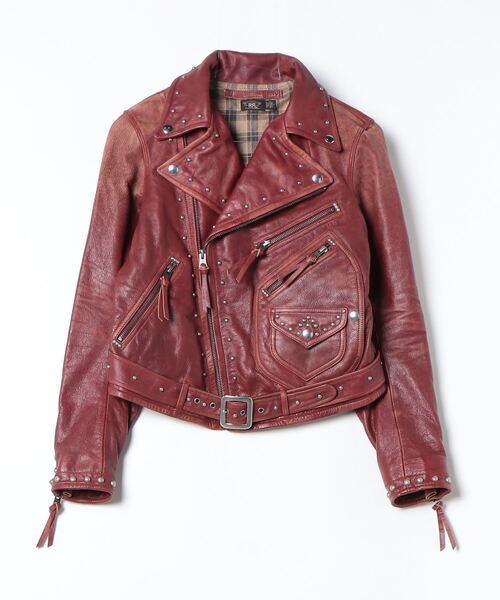最終割！極美品！RRL レザーモトジャケット　ダブルライダースジャケット RRL（ダブル アール エル）の「スタデッド レザー モト ジャケット