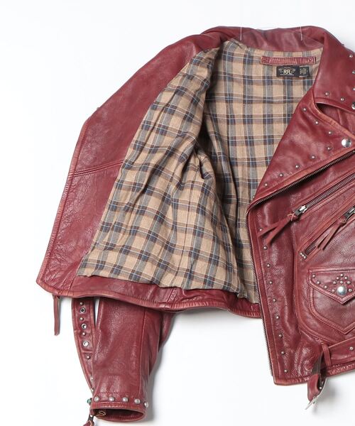 最終割！極美品！RRL レザーモトジャケット　ダブルライダースジャケット RRL（ダブル アール エル）の「スタデッド レザー モト ジャケット