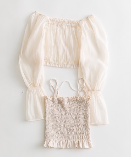 OLIVE des OLIVE(オリーブデオリーブ)の「オーガンジーブラウス×パールキャミSET 1041040110(シャツ/ブラウス・レディース・アイボリー/チェック/ブラック・FREE)」の6枚目の写真