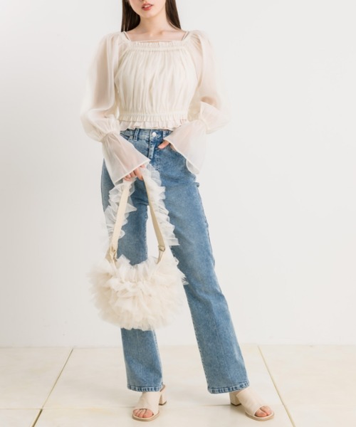 OLIVE des OLIVE(オリーブデオリーブ)の「オーガンジーブラウス×パールキャミSET 1041040110(シャツ/ブラウス・レディース・アイボリー/チェック/ブラック・FREE)」の18枚目の写真