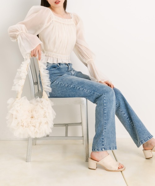 OLIVE des OLIVE(オリーブデオリーブ)の「オーガンジーブラウス×パールキャミSET 1041040110(シャツ/ブラウス・レディース・アイボリー/チェック/ブラック・FREE)」の10枚目の写真