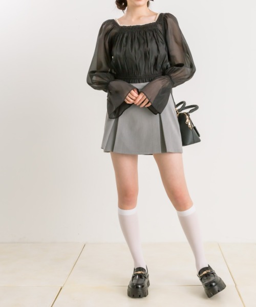 OLIVE des OLIVE(オリーブデオリーブ)の「オーガンジーブラウス×パールキャミSET 1041040110(シャツ/ブラウス・レディース・アイボリー/チェック/ブラック・FREE)」の12枚目の写真