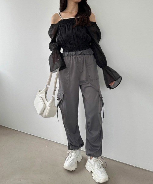 OLIVE des OLIVE(オリーブデオリーブ)の「オーガンジーブラウス×パールキャミSET 1041040110(シャツ/ブラウス・レディース・アイボリー/チェック/ブラック・FREE)」の22枚目の写真