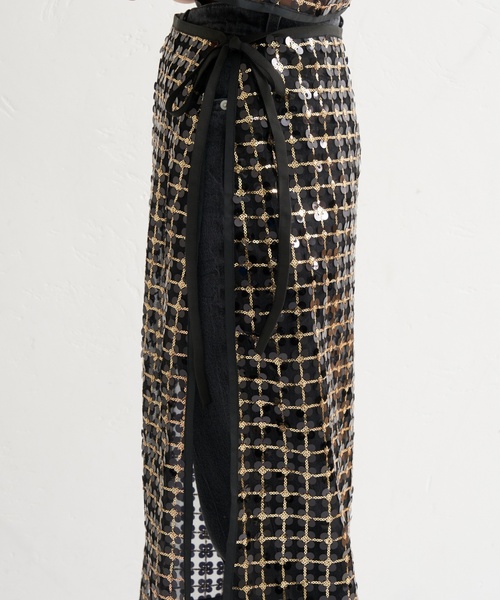 GRISE（グリーズ）の「GRISE スパンコールラップスカート（スカート・レディース・ブラック・FREE）」の3枚目の写真