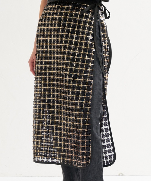 GRISE（グリーズ）の「GRISE スパンコールラップスカート（スカート・レディース・ブラック・FREE）」の4枚目の写真