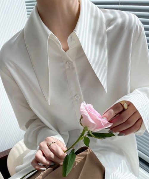 Miniministore(ミニミニストア)の「ビッグカラー シャツブラウス レディース(シャツ/ブラウス・レディース・ブルーグリーン/イエロー/ホワイト・L/M)」の2枚目の写真