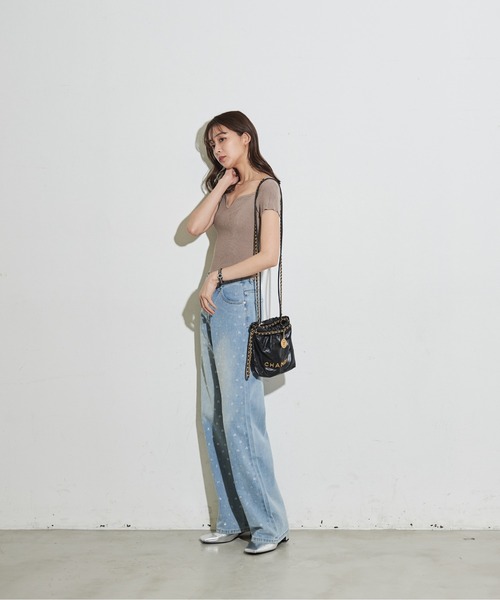 トップス moeka セール】ハートネッククロップドトップス（Tシャツ/カットソー