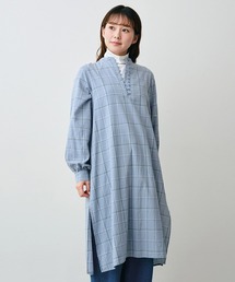 サニークラウズ　そよ吹くチェックの割烹着ワンピース〈レディース〉