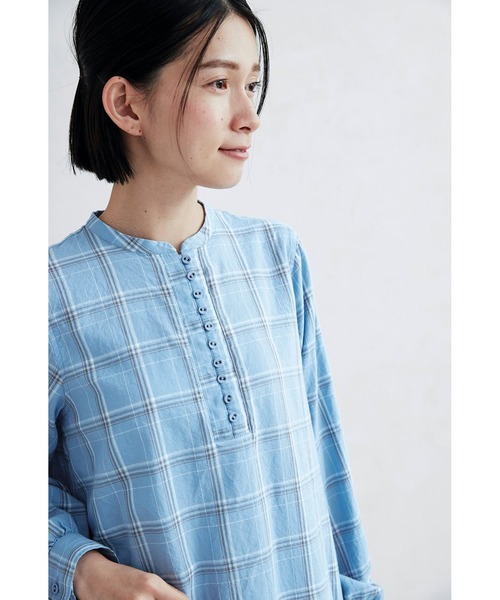 Sunny clouds(サニークラウズ)の「サニークラウズ そよ吹くチェックの割烹着ワンピース〈レディース〉(ワンピース・レディース・ブルー系その他/ブルー/ホワイト・NM/XX-LARGE/X-LARGE/LARGE/MEDIUM)」の8枚目の写真
