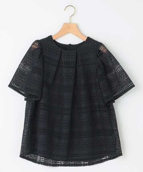 組曲(クミキョク)の「ボーダーレース ブラウス(Tシャツ/カットソー・レディース・ネイビー系/アイボリー系/スモーキーグリーン系・F)」の11枚目の写真