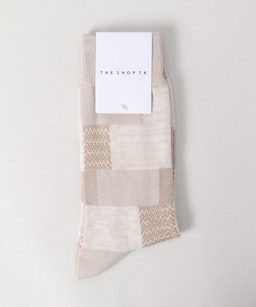THE SHOP TK (ザ ショップ ティーケー )の「◆パッチワーク柄SOX(ソックス/靴下・メンズ・ベージュ/オフホワイト/ネイビー/ブラック・00)」の3枚目の写真
