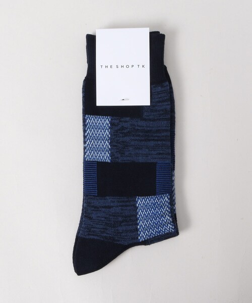 THE SHOP TK (ザ ショップ ティーケー )の「◆パッチワーク柄SOX(ソックス/靴下・メンズ・ベージュ/オフホワイト/ネイビー/ブラック・00)」の4枚目の写真