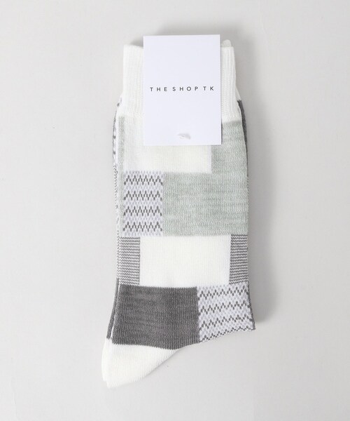 THE SHOP TK (ザ ショップ ティーケー )の「◆パッチワーク柄SOX(ソックス/靴下・メンズ・ベージュ/オフホワイト/ネイビー/ブラック・00)」の2枚目の写真