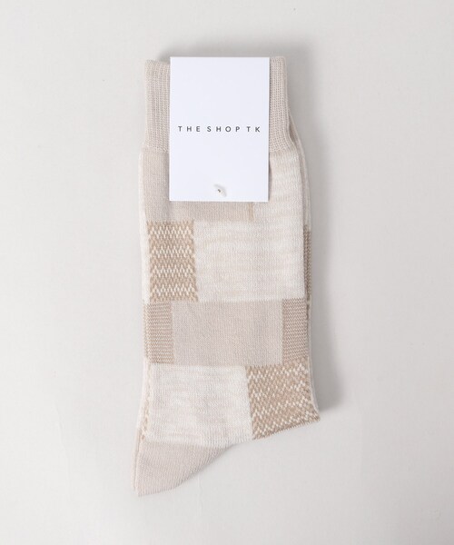 THE SHOP TK (ザ ショップ ティーケー )の「◆パッチワーク柄SOX(ソックス/靴下・メンズ・ベージュ/オフホワイト/ネイビー/ブラック・00)」の5枚目の写真