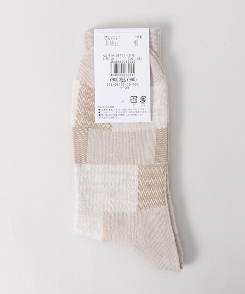 THE SHOP TK (ザ ショップ ティーケー )の「◆パッチワーク柄SOX(ソックス/靴下・メンズ・ベージュ/オフホワイト/ネイビー/ブラック・00)」の6枚目の写真