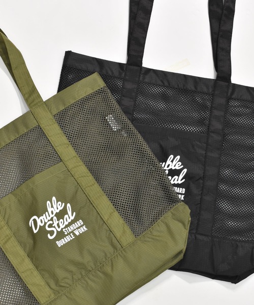 DOUBLE STEAL（ダブルスティール）の「メッシュトートバッグ（トートバッグ・メンズ・ブラック/カーキ・FREE）」の6枚目の写真