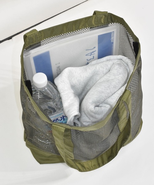 DOUBLE STEAL（ダブルスティール）の「メッシュトートバッグ（トートバッグ・メンズ・ブラック/カーキ・FREE）」の11枚目の写真