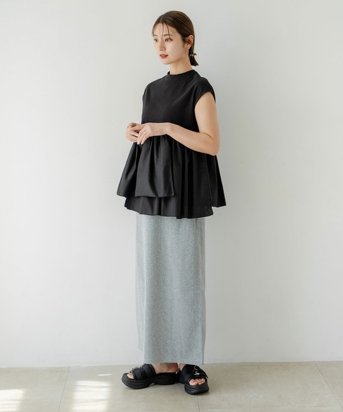 rectangle(レクタングル)の「ブロードフリルドッキングカットソー(Tシャツ/カットソー・レディース・オフホワイト/ブラック・FREE)」の11枚目の写真