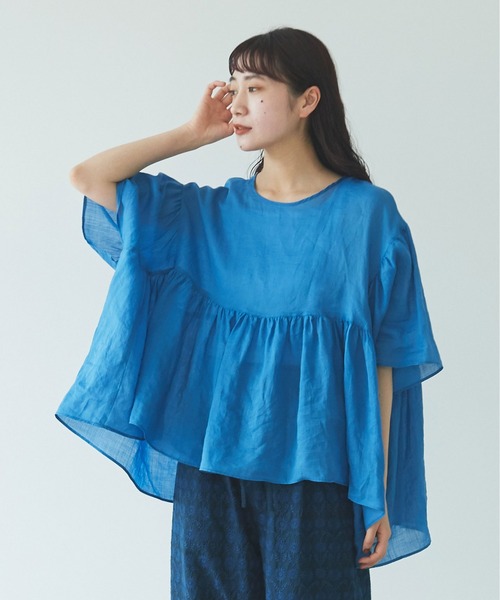 yuni ロイヤルラミー　ギャザーブラウス yuni（ユニ ）の「160ロイヤルラミー ギャザーブラウス
