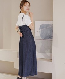 mysty woman | バックレースUPデニムジャンスカ 120667(ジャンパースカート)