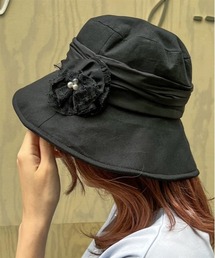 axes femme | レース花ブローチ付UVハット(ハット)