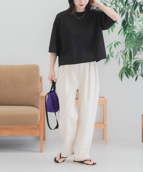 FORK&SPOON(フォークアンドスプーン)の「『WEB/一部店舗限定』FORK&SPOON ペーパーニットTシャツ(ニット/セーター・レディース・ベージュ/ブラック・1)」の7枚目の写真