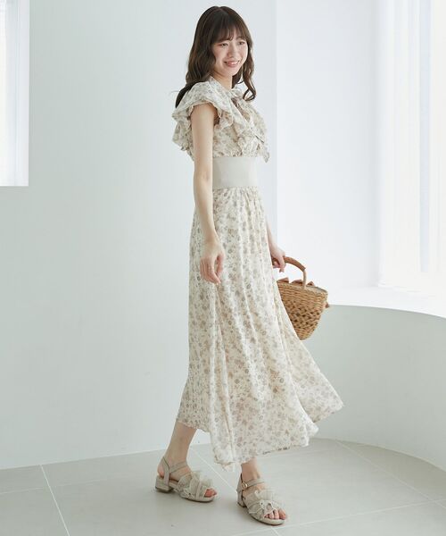 MAJESTIC LEGON（マジェスティックレゴン）の「ボウタイフリルコルセットワンピース（ワンピース・レディース・ベージュ系その他2/ブルー系その他2/グレー系その他/ホワイト系その他2・X-SMALL/SMALL/MEDIUM）」の9枚目の写真