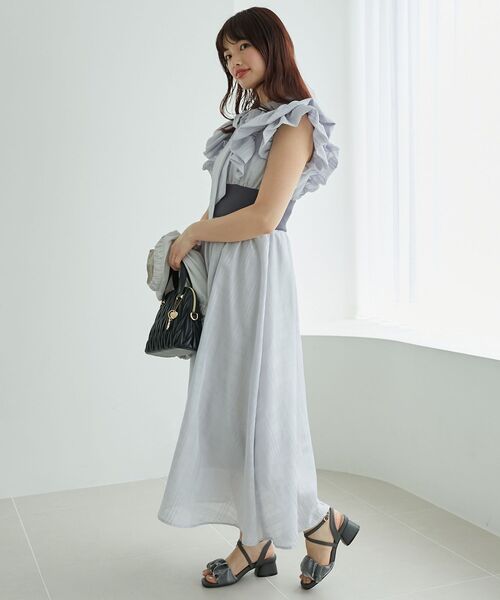 MAJESTIC LEGON（マジェスティックレゴン）の「ボウタイフリルコルセットワンピース（ワンピース・レディース・ベージュ系その他2/ブルー系その他2/グレー系その他/ホワイト系その他2・X-SMALL/SMALL/MEDIUM）」の20枚目の写真