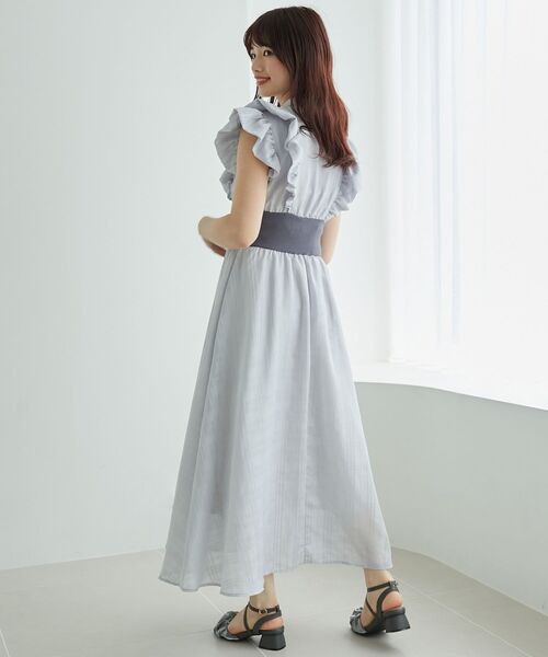 MAJESTIC LEGON（マジェスティックレゴン）の「ボウタイフリルコルセットワンピース（ワンピース・レディース・ベージュ系その他2/ブルー系その他2/グレー系その他/ホワイト系その他2・X-SMALL/SMALL/MEDIUM）」の21枚目の写真