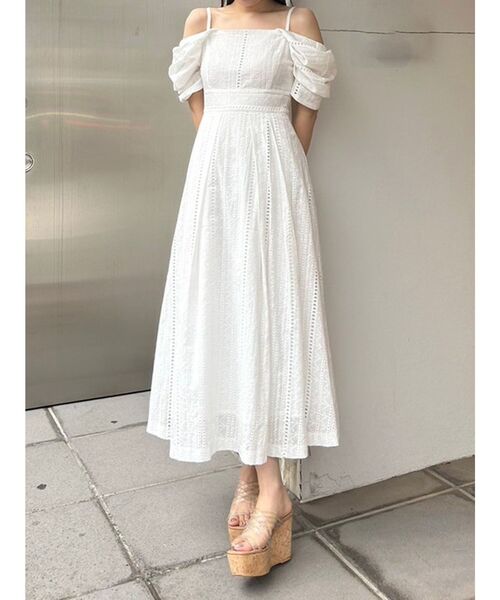 MERCURYDUO（マーキュリーデュオ）の「コットンカットワークバックシャンワンピース（ワンピース・レディース・ピンク/ブラック/オフホワイト・MEDIUM/SMALL）」の2枚目の写真