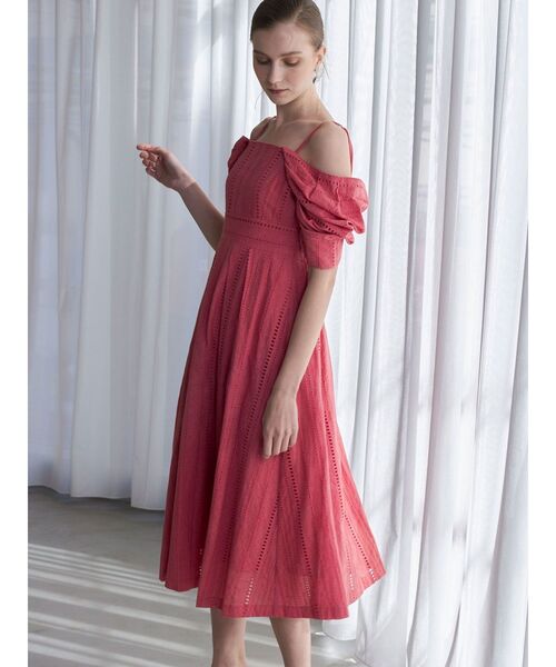 MERCURYDUO（マーキュリーデュオ）の「コットンカットワークバックシャンワンピース（ワンピース・レディース・ピンク/ブラック/オフホワイト・MEDIUM/SMALL）」の8枚目の写真