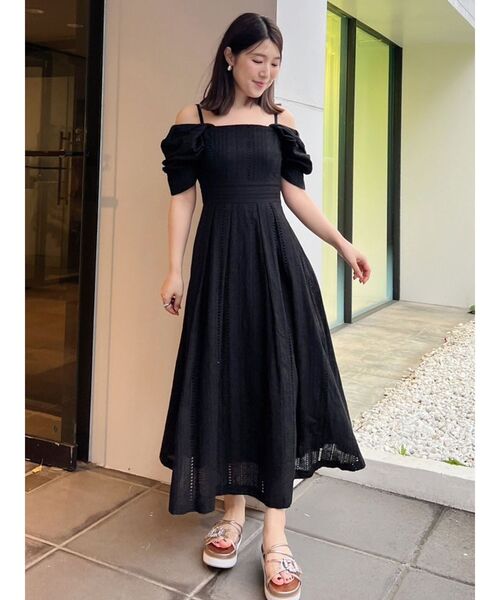 美品　セオリーリュクス スモッキングコットン Catharina ワンピース 黒 美品＊セオリーリュクス スモッキングコットン Catharina