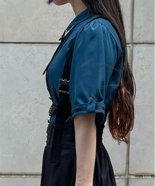 axes femme（アクシーズファム）の「メタル×タイ付き連釦ブラウス（シャツ/ブラウス・レディース・ブルーグリーン/ブラック/キナリ・MEDIUM/LARGE）」の6枚目の写真