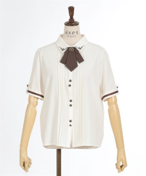 axes femme（アクシーズファム）の「メタル×タイ付き連釦ブラウス（シャツ/ブラウス・レディース・ブルーグリーン/ブラック/キナリ・MEDIUM/LARGE）」の16枚目の写真