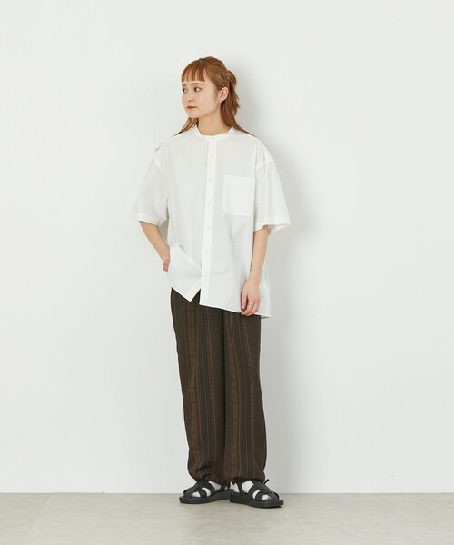 MACKINTOSH PHILOSOPHY(マッキントッシュ フィロソフィー)の「GREY LABEL バンドカラーショートスリーブシャツ(シャツ/ブラウス・レディース・ブルー/オフホワイト・6/2)」の3枚目の写真