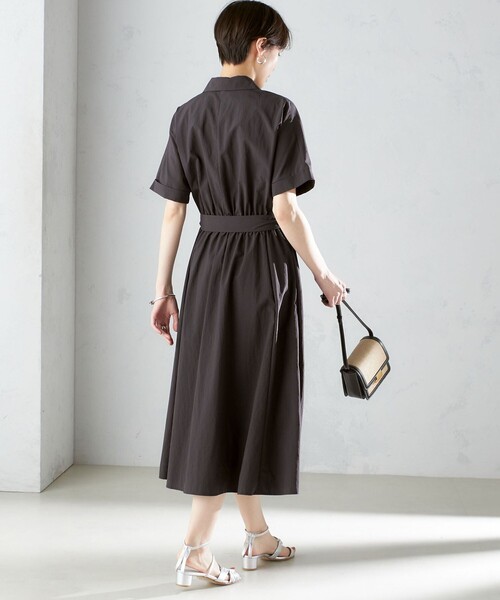 SHIPS（シップス）の「〈UVカット / 撥水加工 / 手洗い可能〉カシュクール デザイン シャツ ワンピース（ワンピース・レディース・ダークグレー/ライトブルー・ONE SIZE）」の16枚目の写真