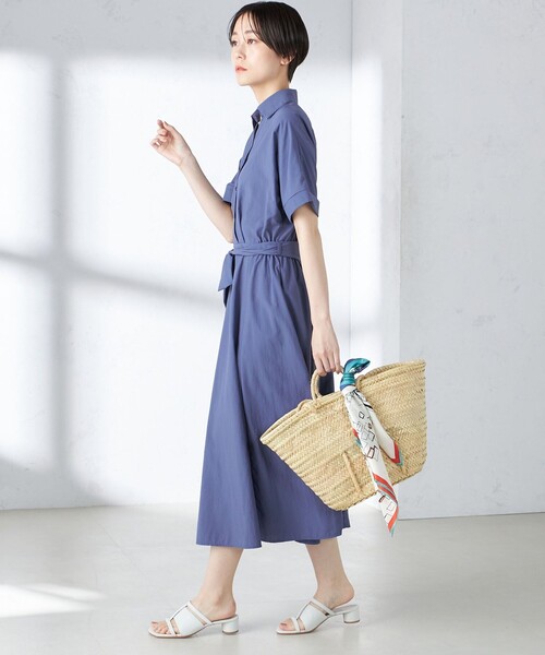 SHIPS（シップス）の「〈UVカット / 撥水加工 / 手洗い可能〉カシュクール デザイン シャツ ワンピース（ワンピース・レディース・ダークグレー/ライトブルー・ONE SIZE）」の22枚目の写真