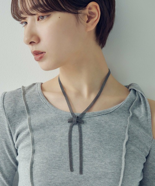 GOLDY（ゴールディ）の「メタル グレイン サッシュ リボン ネックレス（ネックレス・レディース・シルバー/ガンメタ/ゴールド/シルバー系その他・FREE）」の8枚目の写真