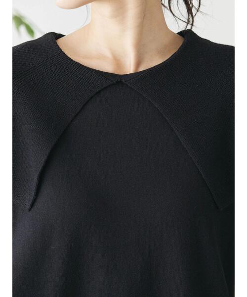 CRAFT STANDARD BOUTIQUE（クラフトスタンダードブティック）の「BIGカラー半袖ニットプルオーバー（ニット/セーター・レディース・ブラック/レモンイエロー/ホワイト・FREE）」の10枚目の写真