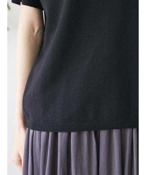 CRAFT STANDARD BOUTIQUE（クラフトスタンダードブティック）の「BIGカラー半袖ニットプルオーバー（ニット/セーター・レディース・ブラック/レモンイエロー/ホワイト・FREE）」の12枚目の写真