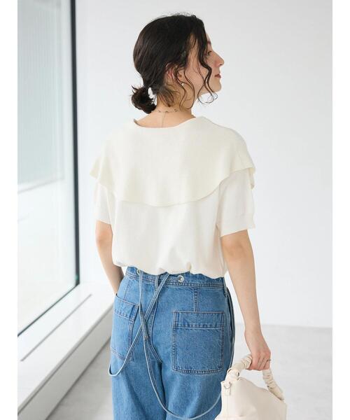 CRAFT STANDARD BOUTIQUE（クラフトスタンダードブティック）の「BIGカラー半袖ニットプルオーバー（ニット/セーター・レディース・ブラック/レモンイエロー/ホワイト・FREE）」の19枚目の写真