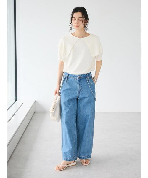 CRAFT STANDARD BOUTIQUE（クラフトスタンダードブティック）の「BIGカラー半袖ニットプルオーバー（ニット/セーター・レディース・ブラック/レモンイエロー/ホワイト・FREE）」の20枚目の写真