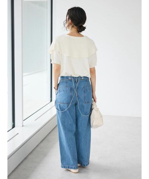 CRAFT STANDARD BOUTIQUE（クラフトスタンダードブティック）の「BIGカラー半袖ニットプルオーバー（ニット/セーター・レディース・ブラック/レモンイエロー/ホワイト・FREE）」の22枚目の写真